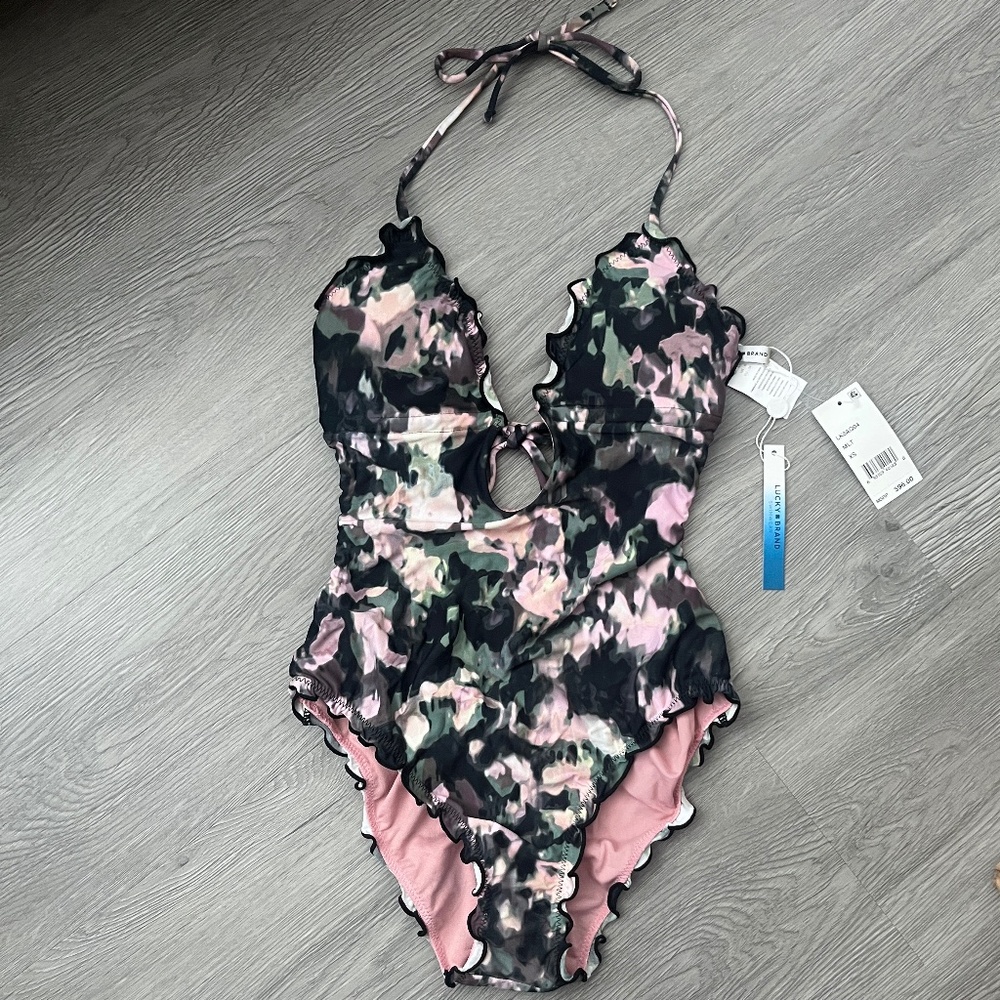 (NWT) Lucky Brand Smokescreen Monokini One-Piece Swimsuit Size XS - Picture 2 of 12